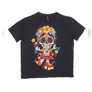 American Vintage Black Tee with Colorful Skeleton Design